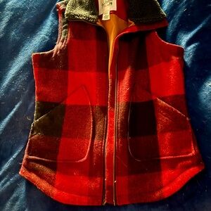 Woolrich Kids Red and Black Checkered Vest